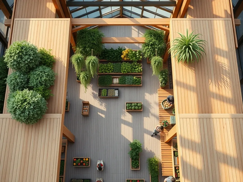 A minimalist, architectural top-down view of a modern farmer